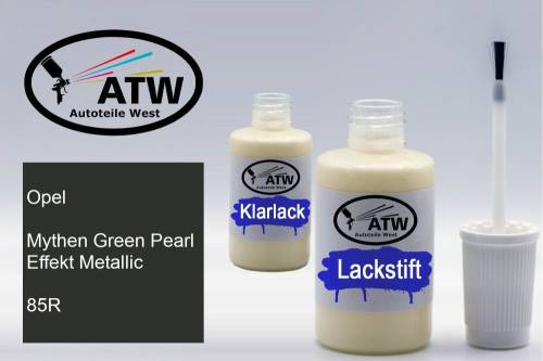 Opel, Mythen Green Pearl Effekt Metallic, 85R: 20ml Lackstift + 20ml Klarlack - Set, von ATW Autoteile West.